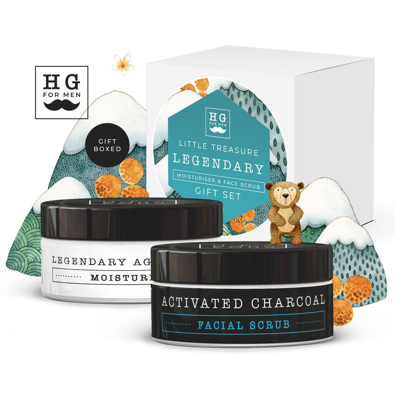 HG For Men Little Treasure Legendary Moisturiser & Facial Scrub Gift Set